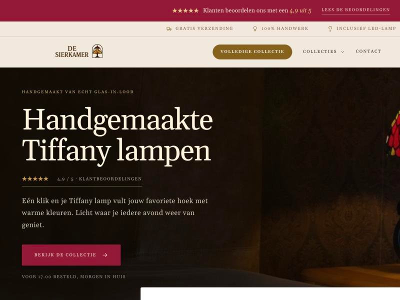 Screenshot van de webshop desierkamer.nl