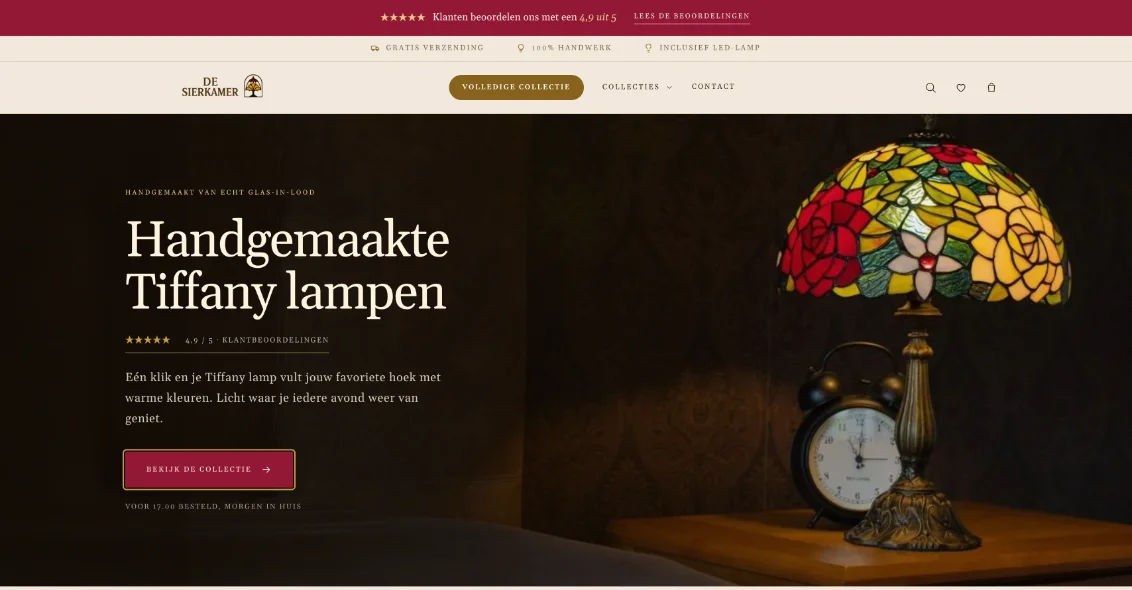 Screenshot van de webshop desierkamer.nl