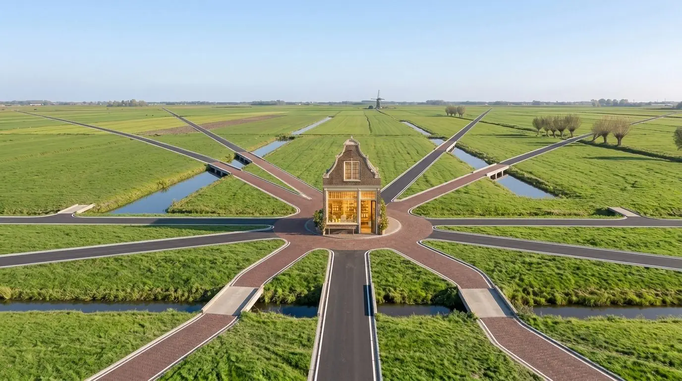 Winkel in de polder waar alle wegen naartoe leiden